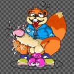  absurd_res anthro big_penis bubble conker conker&#039;s_bad_fur_day dildo drunk drunk_bubble genitals hi_res male penis rareware sex_toy solo substance_intoxication velvetdraw 