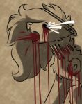  2022 ambiguous_gender armless canid canine canis coughing_blood crying_blood dawn_(pegacousin_arg) death domestic_dog eyeless feral gore halo mammal morse_code pegacousin solo unknown_character 