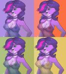  2013 anthro anthrofied bird_dog blue_eyes breasts canid canine canis cavalier_king_charles_spaniel clothing domestic_dog eichh_emmm female fur hair hasbro hunting_dog littlest_pet_shop littlest_pet_shop_(2012) mammal multicolored_hair nipples purple_body purple_fur signature solo spaniel toy_dog translucent translucent_clothing two_tone_hair zoe_trent 