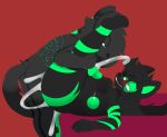  absurd_res anthro anthro_on_anthro areola black_body black_fur blush bodily_fluids breasts canid canine cheek_tuft cum cum_inflation cum_inside donya duo facial_tuft fox fur genital_fluids genitals glans goo_creature green_areola green_body green_fur green_glans green_markings green_nipples gynomorph gynomorph/male gynomorph_penetrated hair herm_(lore) hi_res inflation intersex intersex/male intersex_penetrated lying male male_penetrating male_penetrating_gynomorph male_penetrating_intersex mammal markings narrowed_eyes nipples on_back penetration penis razor_morg sex table_lotus_position tuft 
