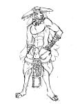  absurd_res anthro big_ears black_and_white bottomwear bottomwear_down bracelet clothed clothing hair hi_res horn jayr jewelry long_hair male monochrome necklace nintendo pants pants_down partially_clothed rauru_(tears_of_the_kingdom) sketch solo tears_of_the_kingdom the_legend_of_zelda topless zonai 