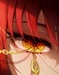  1girl 58_(opal_00_58) absurdres chain chainsaw_man close-up crystal_eye eye_focus eyelashes gold_chain hair_between_eyes highres makima_(chainsaw_man) red_hair ringed_eyes shaded_face symbol-shaped_pupils yellow_eyes 