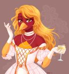  absurd_res anthro avian beak bird chrysolophus clothed clothing container crossdressing cup dress drinking_glass feathers galliform glass glass_container glass_cup glori_gamebird gold_trim golden_pheasant hair hi_res jewelry long_hair long_tail necklace noctemq phasianid princess red_body red_feathers royalty tail white_clothing white_dress wine_glass yellow_beak yellow_body yellow_feathers 