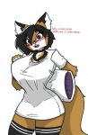  anthro arm_tuft baggy_clothing baggy_shirt baggy_topwear big_breasts big_tail black_hair blush breasts brown_eyes clothing curvy_figure dialogue dipstick_ears domestic_cat elbow_tuft felid feline felis female hair hand_on_own_breast holding_object holding_pillow hourglass_figure huge_breasts legwear looking_at_viewer mammal maxine_boulevard multicolored_ears open_mouth oversized_shirt pace-maker pillow shirt simple_background small_waist solo standing tail talking_to_viewer thick_thighs thigh_highs tomboy topwear tuft white_background wide_hips 