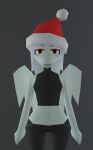  3d_(artwork) anthro blue_body christmas christmas_clothing christmas_headwear clothing digital_media_(artwork) dinosaur fang_(gvh) female front_view goodbye_volcano_high hair hat headgear headwear holidays long_hair looking_at_viewer low_poly makeup navel orange_eyes pterodactylus pterosaur reptile santa_hat scalie silver_hair simple_background snoot_game_(fan_game) solo standing unknown_artist wide_hips wings 