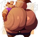  2023 anthro big_butt biped bottomless butt butt_slap canid canine clothed clothing digital_media_(artwork) hi_res huge_butt hyper hyper_butt male mammal presenting presenting_hindquarters raccoon_dog rear_view simple_background slap solo tanuki thick_thighs topwear trinity-fate62 wide_hips 