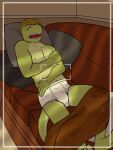  alligator alligatorid anthro briefs briefs_only bulge camera_flash clothed clothing crocodilian cushion furniture fuze gabriel_(fuze) genital_outline hi_res lying lying_on_sofa male navel nipples on_back on_sofa open_mouth penis_outline reptile scalie sleeping sofa solo tighty_whities topless underwear underwear_only white_briefs white_clothing white_underwear 
