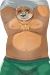  2023 9dtq0 absurd_res anthro bear blush bodily_fluids brown_body clothing hi_res kemono lifewonders male mammal musk one_eye_closed overweight overweight_male solo sweat tokyo_afterschool_summoners underwear undressing volos wink 