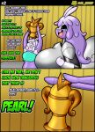  absurd_res al_gx anthro armor big_breasts bottomwear breasts chubby_female clothing comic daughter_(lore) dialogue dragon duo embrace english_text fan_character female generation_6_pokemon goo_creature goo_hair goodra hair hi_res hisuian_form hisuian_goodra hug long_hair mature_female mother_(lore) mother_and_child_(lore) mother_and_daughter_(lore) nintendo opal_(al_gx) overweight parent_(lore) parent_and_child_(lore) parent_and_daughter_(lore) pearl_(al_gx) pokemon pokemon_(species) pseudo_hair regional_form_(pokemon) rubber rubber_clothing rubber_suit shell sliggoo story text 