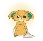  2023 ambiguous_gender anthro frown fur generation_9_pokemon holding_object holding_towel looking_at_viewer nintendo orange_body orange_fur pawmo pokemon pokemon_(species) sad simple_background solo towel vono wet white_background 