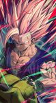  2boys aura biceps cell_max dougi dragon_ball dragon_ball_super dragon_ball_super_super_hero gohan_beast highres long_bangs long_hair looking_at_viewer male_focus mire1931 multiple_boys muscular muscular_male red_eyes sleeveless son_gohan spiked_hair upper_body v-shaped_eyebrows veins white_hair wristband 