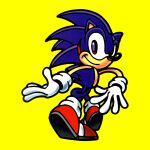  1996 1:1 anthro back_spikes biped black_eyes black_nose blue_body blue_fur clothing countershade_fur countershade_torso countershading eulipotyphlan footwear fur gloves handwear hedgehog looking_back male mammal naoto_ohshima official_art prick_ears quills rear_view red_clothing red_footwear red_shoes sega shoes simple_background smile solo sonic_the_hedgehog sonic_the_hedgehog_(series) spikes spikes_(anatomy) tan_body tan_skin white_clothing white_gloves white_handwear yellow_background 