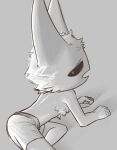  all_fours anthro clothed clothing dutch_angle fur greyscale half-closed_eyes hi_res league_of_legends looking_back male monochrome narrowed_eyes pwslz riot_games simple_background solo underwear underwear_only veigar yordle 