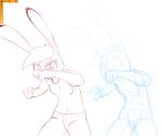  absurd_res anthro disney ears_up female fighting_pose fist frown_eyebrows hair hi_res judy_hopps lagomorph leporid line_art looking_at_viewer mammal pose rabbit simple_background sketch solo spoof_(artist) white_background zistopia zootopia 