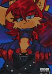  archie_comics blue_eyes bottomwear bottomwear_pull canid canine clothing clothing_pull crop_top female fiona_fox fluffy fluffy_tail fox hi_res long_nails mammal markings mole_(marking) multiple_belts navel pants pants_pull percivore sega shirt smile smiling_at_viewer smirk smirking_at_viewer solo sonic_the_hedgehog_(archie) sonic_the_hedgehog_(comics) sonic_the_hedgehog_(series) tail topwear yellow_ribbon 