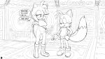 absurd_res amy_rose bodily_fluids bottomless clothed clothing comic erection excito female genital_fluids genitals hi_res male miles_prower partially_clothed pussy pussy_juice sega sonic_the_hedgehog_(series) speech_bubble sweat sweatdrop text twinkle_park 