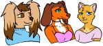  alpha_channel anthro bird_dog blue_eyes breasts brown_eyes bust_portrait canid canine canis choker cleavage clothed clothing collarbone dachshund domestic_cat domestic_dog eyelashes felid feline felis female floppy_ears fluffy fur fur_markings green_eyes group hasbro head_tuft heterochromia hunting_dog jewelry klownnyy littlest_pet_shop lps_525 lps_575 lps_675 lps_popular mammal markings necklace orange_body orange_fur pink_nose portrait savannah_reed shirt smile snout spaniel sweater t-shirt tan_body tan_fur tank_top topwear trio tuft turtleneck yellow_body yellow_fur 