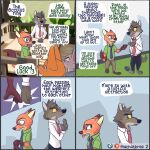  anthro canid canine canis comic diane_foxington disney dreamworks female fox group judy_hopps lagomorph leporid machathree male mammal mr._wolf_(the_bad_guys) nick_wilde rabbit the_bad_guys tongue tongue_out wolf zootopia 
