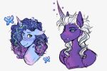  afro blue_body blue_eyes blue_eyeshadow blue_fur blue_hair blush braided_hair bust_portrait chest_tuft digital_media_(artwork) duo ear_piercing equid equine eyeshadow female feral freckles fur hair hasbro hi_res horn horn_markings jhonnysheep makeup mammal markings misty_(g5) mlp_g5 multicolored_hair my_little_pony opaline_(mlp) piercing portrait purple_body purple_fur simple_background tuft two_tone_hair unicorn unicorn_horn white_background winged_unicorn wings 