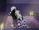  101_dalmatian_street 101_dalmatians absurd_res bikini candle canid canine canis clothing collar cuddling dalmatian disney doggettdouglasmcdog dolly_(101_dalmatians) domestic_dog duo female hi_res hot_tub male mammal speedo spiked_collar spikes swimwear translucent translucent_water 