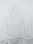  2023 absurd_res anthro clothed clothing graphite_(artwork) hi_res lizard male muscular partially_clothed pencil_(artwork) reptile scalie sketch sketch_page solo thunder_(fortnite) topless topless_anthro topless_male traditional_media_(artwork) zalpha_kun 