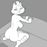  2023 5_fingers anthro areola arm_support bent_leg biped bojack_horseman breasts butt callmewritefag cheek_tuft closed_smile clothing digital_drawing_(artwork) digital_media_(artwork) domestic_cat extended_arms eyebrows eyelashes eyelids facial_tuft felid feline felis female fingers footwear footwear_only fur fur_tuft furniture greyscale head_turned hi_res humanoid_hands iris kneeling kneeling_on_sofa looking_at_viewer looking_back looking_back_at_viewer loose_socks mammal medium_breasts monochrome mostly_nude mostly_nude_anthro mostly_nude_female mouth_closed netflix nipples no_pupils on_sofa pinup pose prick_ears princess_carolyn pseudo_hair smile smiling_at_viewer socks socks_only sofa solo tailless three-quarter_view tuft 