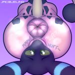  absurd_res anus bonnie_(miltank) bovid bovine canid canine eeveelution facesitting fan_character generation_2_pokemon genitals hi_res jacqueling mammal miltank muzzle_in_pussy nintendo pokemon pokemon_(species) puffy_anus pussy shiny_pokemon sitting_on_another text umbreon zakara 