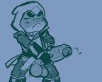  amphibian anthro assassin&#039;s_creed balls big_balls big_penis bodily_fluids bullfrog_(captain_laserhawk) captain_laserhawk:_a_blood_dragon_remix clothed clothing foreskin frog genital_fluids genitals hi_res huge_balls huge_penis hyper hyper_balls hyper_genitalia hyper_penis male masturbation partially_clothed penis precum sexylinguini simple_background solo torn_clothing ubisoft 