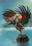  aarakocra_(dnd) absurd_res accipitrid accipitriform african_sea_eagle anthro armor avian beak bird black_beak brown_body brown_feathers claws day digital_media_(artwork) digital_painting_(artwork) dungeons_and_dragons eagle feathers hasbro head_markings hi_res kick looking_ahead male markings multicolored_beak multicolored_body multicolored_feathers nature outside raised_leg rock sea_eagle searl sky solo talons two_tone_body water white_body white_feathers wilhallett_art wings wizards_of_the_coast yellow_beak 