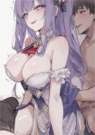 1boy 1girl azur_lane breasts hetero icaruskgura large_breasts plymouth_(azur_lane) purple_hair uncensored 