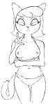  2023 a_kitty_bobo_show anthro black_and_white breasts clothed clothing clothing_pull digital_drawing_(artwork) digital_media_(artwork) domestic_cat felid feline felis female gold-white-kott maggie_(kitty_bobo) mammal medium_breasts monochrome nipples panties presenting presenting_breasts shirt shirt_pull simple_background solo standing topwear topwear_pull underwear white_background 
