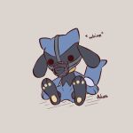  1:1 advos ambiguous_gender anthro biped blue_body generation_4_pokemon muzzle_(object) muzzled nintendo pawpads pokemon pokemon_(species) riolu sitting solo tail 