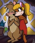  anthro black_nose blue_eyes blush brown_body brown_fur buckteeth butt cape cloak cloak_only clothing don_bluth duo female female/female fingers fur genitals hi_res jhussethy mammal mouse mrs._brisby ms._fieldmouse murid murine nude pussy red_cape red_nose rodent simple_background smile tail teeth the_secret_of_nimh thumbelina_(movie) 