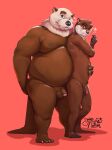  &lt;3 2023 african_clawless_otter anthro balls belly big_belly black_nose brown_body duo embrace eyewear flaccid genitals glasses heart_fingers hi_res hug humanoid_hands male male/male mammal mature_male moobs mustelid nipples one_eye_closed otter overweight overweight_male penis penis_size_difference sami_(rudderbutts) sea_otter size_difference skrawl wink xavier_(rudderbutts) 