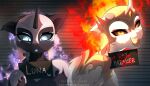  absurd_res armor barbie_and_ken_mugshot_meme blue_eyes daybreaker_(mlp) duo equid equine ethereal_hair ethereal_mane female fire flaming_hair flaming_mane friendship_is_magic hasbro headgear helmet hi_res horn magnaluna mammal meme mugshot my_little_pony nightmare_moon_(mlp) open_mouth open_smile pseudo_hair pseudo_mane pupils slit_pupils smile winged_unicorn wings yellow_eyes 