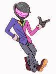  animated big_teeth black_tie_(suit) bottomwear brown_clothing brown_footwear brown_shoes clothing dreamer footwear grey_body grey_bottomwear grey_clothing grey_pants grey_skin humanoid jack_k_tv male necktie not_furry pants petrachoir shoes smile solo static suit 