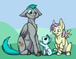  cutie_mark dandelion_dreams equid equine feathered_wings feathers female feral fetlocks foxenawolf fur goldfur&#039;s_cogsverse green_hair grey_body grey_fur group hair hasbro hooves horn male mammal multicolored_hair my_little_pony pegasus pink_hair sky_fern_(goldfur) trio two_tone_hair unicorn whirring_cogs wings yellow_body yellow_fur young 