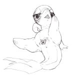  2023 anthro anus azre biped eyelashes fangs female generation_5_pokemon genitals hi_res leaf_tail looking_at_viewer lying monochrome navel nintendo on_back open_mouth pokemon pokemon_(species) pussy sketch snivy solo spread_legs spreading teeth 