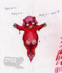  &lt;3 2023 areola blood blood_drip bloodshot_eyes blue_text bodily_fluids bulging_eyes color_swatch colored_pencil_(artwork) crotch_breasts crucifixion death dripping english_text federalchemical1728 female feral fluffy_pony fluffy_pony_(species) fur handwritten_text hooves horror_(theme) mammal mane mary_(federalchemical1728) nail nailed nipples pink_mane pink_tail pink_tongue pregnant pregnant_female pregnant_feral red_body red_fur shaded simple_background solo story story_in_description tail tan_hooves text tongue tongue_out traditional_media_(artwork) unguligrade vein watermark white_background 
