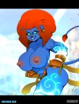  2023 abs anthro arched_back areola armor bared_teeth belt big_breasts bite biting_lip black_bars blue_body blue_eyes blue_fur blue_hair blue_tail bottomwear bracelet breasts chococosalo clothed clothing collarbone crossgender curvy_figure detailed_background digital_drawing_(artwork) digital_media_(artwork) dual_wielding ear_piercing ear_ring fangs felid feline female fur gauntlets gloves gloves_(marking) glowing glowing_body glowing_eyes glowing_markings hair handwear head_jewelry heroes_of_might_and_magic heroes_of_might_and_magic_5 holding_object holding_sword holding_weapon hourglass_figure huge_breasts jewelry leaning leaning_forward leg_markings letterbox loincloth mammal mane markings melee_weapon midriff might_and_magic monotone_hair mostly_nude mtf_crossgender multicolored_body multicolored_fur multicolored_hair muscular muscular_anthro muscular_female narrowed_eyes navel nipples nude pantherine piercing portrait pose rakshasa_(might_and_magic) rakshasa_raja rape_face red_hair red_mane red_nose red_tail red_tail_tip ring_piercing seductive side_view signature smile solo standing sword tail tail_tuft teeth teeth_showing text thick_thighs thigh_markings three-quarter_portrait topless topless_anthro topless_female tuft two_tone_body two_tone_fur two_tone_hair two_tone_tail ubisoft unconvincing_armor warrior weapon white_body white_fur white_hair white_markings wide_hips yellow_bottomwear yellow_clothing yellow_loincloth 