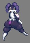  anthro anus big_breasts big_butt breasts brown_eyes butt cheek_tuft dipstick_limbs facial_tuft female fur fur_ghost generation_8_pokemon genitals grey_background horn huge_butt indeedee looking_at_viewer looking_back looking_back_at_viewer nintendo open_mouth plump_labia pokemon pokemon_(species) puffy_anus purple_anus purple_body purple_fur pussy rear_view simple_background solo thick_thighs tuft white_body white_fur wide_hips 