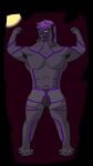  4_horns absurd_res accents andromorph anthro arm_tuft big_ears bovid boxers_(clothing) caprine clothing goat head_pointing_left hi_res horn intersex looking_at_viewer male mammal multi_horn muscular pose sharp_teeth solo standing teeth tuft underwear 