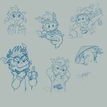  anthro bamboo_hat bandai_namco clothing cute_fangs digimon digimon_(species) gomamon hi_res male multiple_images shirt sketch smug solo sparky_dino swimming t-shirt tongue tongue_out topwear 