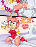  &lt;3 accessory amy_rose anonymous anthro big_breasts big_butt bodily_fluids boots bracelet breasts butt clothing dress duo eulipotyphlan face_in_breasts face_in_crotch facesitting featureless_face female footwear gloves hair_accessory hairband handwear hedgehog hi_res human jewelry male male/female mammal panties sega sitting_on_another smile sonic_the_hedgehog_(series) thick_thighs thmii underwear 