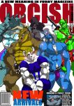  2008 abs anthro ape armor bottomwear bruno_rhynox bulge chest_tuft clothing cover english_text gor_(tomcat) gorilla group haplorhine hi_res humanoid magazine_cover male mammal murid muscle_shirt muscular muscular_anthro muscular_male orc pecs primate profanity pubes rhinoceros rodent scalie shirtless shorts text tomcat_(artist) trassk tuft underwear 