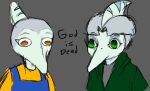  2023 amber_(snoot_game) amber_eyes anthro brother_(lore) brother_and_sister_(lore) clothing digital_drawing_(artwork) digital_media_(artwork) dinosaur dress duo english_text female green_(snoot_game) green_eyes grey_background grey_body grey_scales hair head_crest hoodie male pterodactylus pterosaur reptile scales scalie short_hair sibling_(lore) silver_hair simple_background sister_(lore) snoot_game snout text topwear unknown_artist 