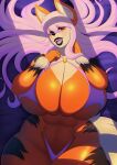  1:1 absurd_res anthro anthrofied arcanine beach beatrice_(luchodraws) big_breasts bikini black_lipstick blue_eyes breasts canid canine chest_tuft cleavage clothed clothing female fur generation_1_pokemon hair hi_res huge_breasts inner_ear_fluff lips lipstick looking_at_viewer luchodraws makeup mammal nintendo orange_body orange_fur panties pokemon pokemon_(species) pokemorph seaside solo swimwear tongue tuft underwear wide_hips 