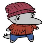  1:1 alpha_channel anthro beanie breasts chibi clothed clothing colored dinosaur erin_(snoot_game) female hat headgear headwear nrool reptile scalie simple_background snoot_game solo spiked_tail spikes spikes_(anatomy) tail transparent_background 