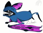  bat blue_body ears_back fangs feral generation_1_pokemon mammal membrane_(anatomy) membranous_wings nintendo pivoted_ears pokemon pokemon_(species) saureal solo teeth tongue wings x_eye x_eyes zubat 