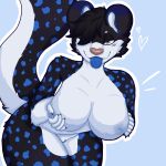  absurd_res anthro aroused big_breasts big_butt bodily_fluids breast_milking breast_squish breasts butt female flirting galaxymaw genitals hi_res holding_breast kimber lactating leaking leaning leaning_forward looking_at_viewer milk never.subby pussy solo squish tail thick_tail thick_thighs 